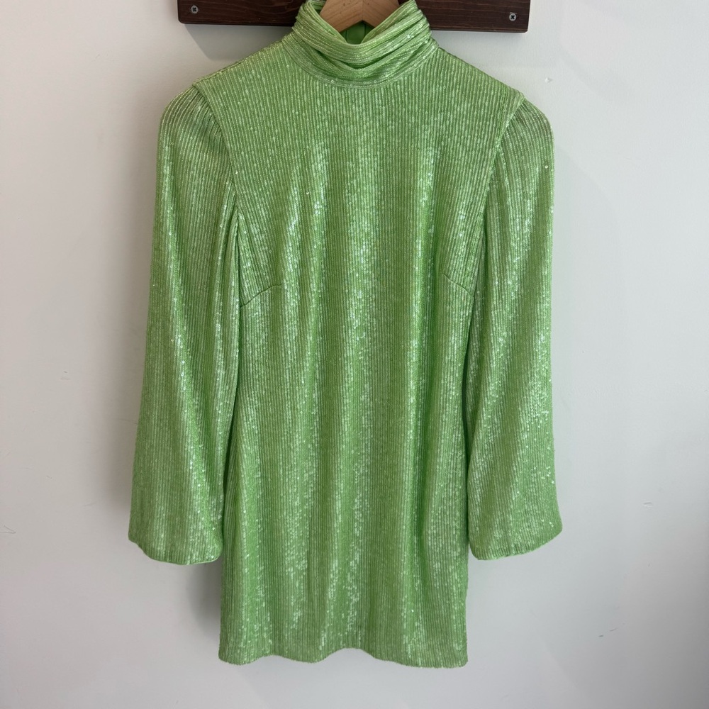One33 Social Lime Green Sequin Mini Dress Size 2